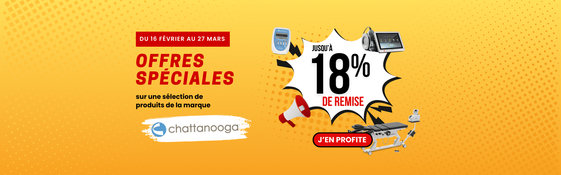 Gollé Médical - Jusqu'à -18% sur les produits Chattanooga. Valable jusqu'au 27 mars 2026.