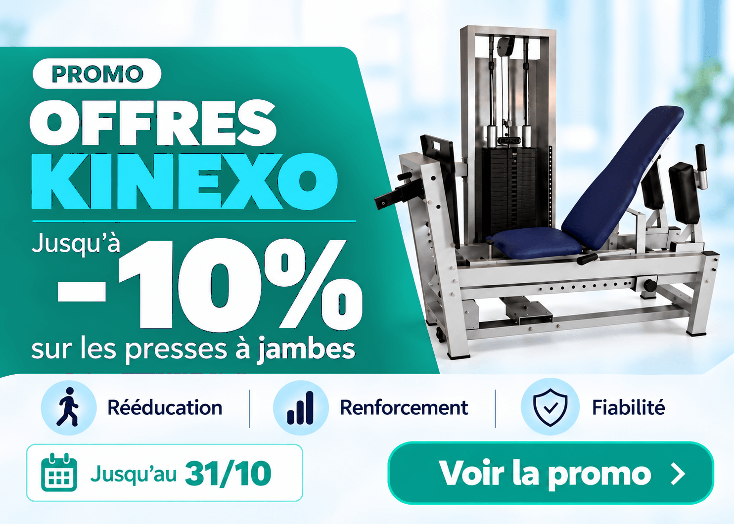 Promo Kinexo : Jusqu'à -10% sur une sélection de produits. Offre valable jusqu'au 31 octobre 2026.